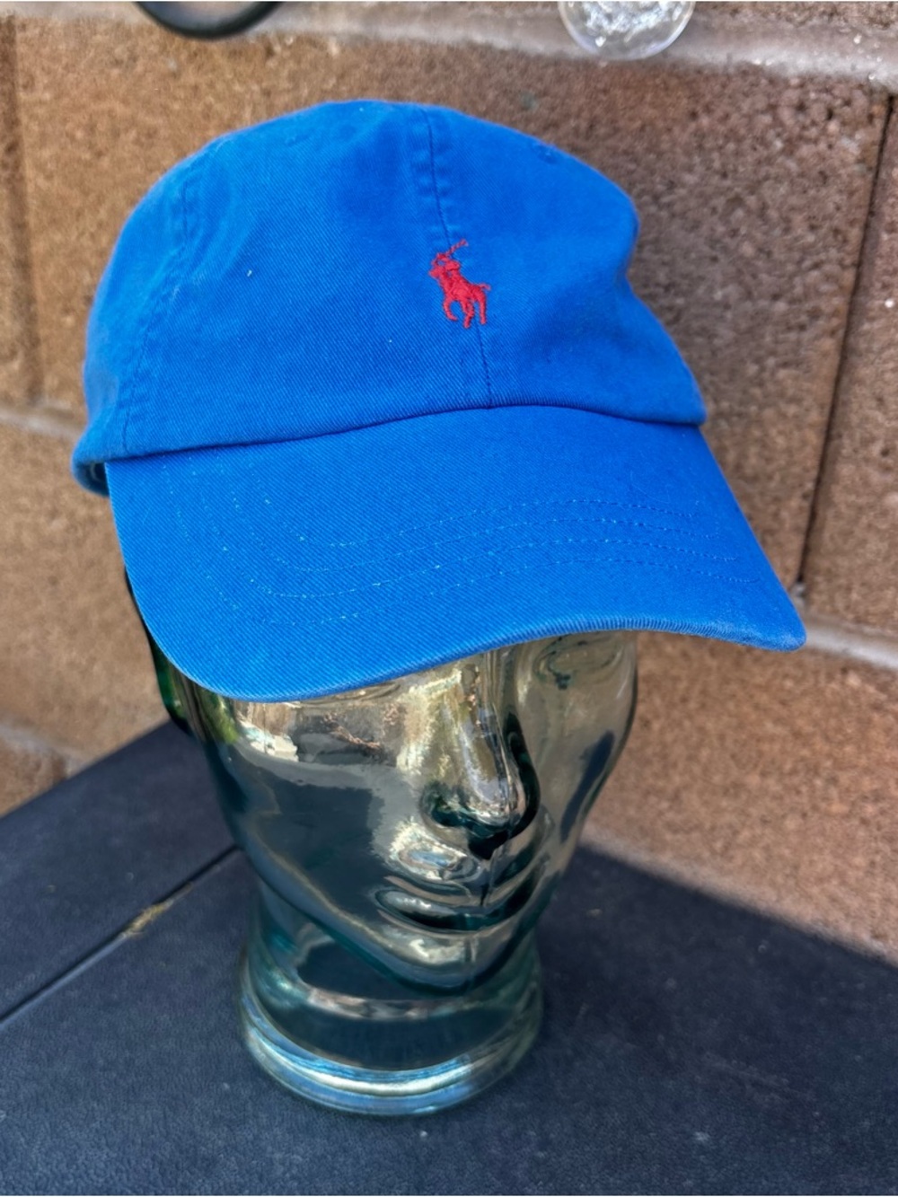 Polo Ralph Lauren Hat Cap Mens Strap Back Blue Cotton Twill Red Pony One Size